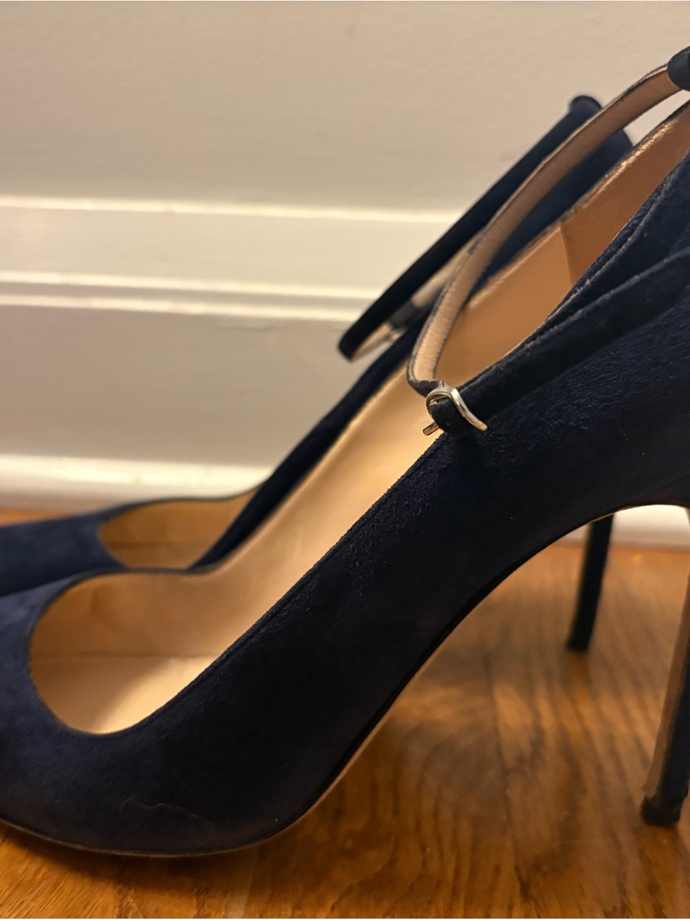Manolo Blahnik Navy Suede Mary Jane Stiletto - Picture 3 of 5